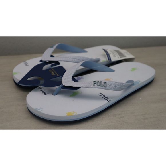 Polo Ralph Lauren Women's Sz 9 White/Allover Pony Print Flip Flops - Picture 4 of 6
